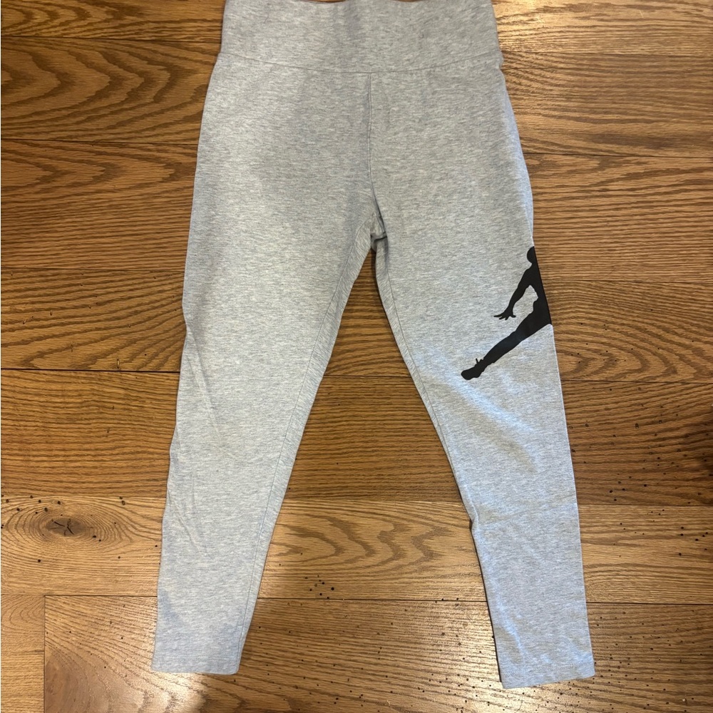 Gray Kids Leggings with Black Michael Jordan Silhouette size medium 10/12